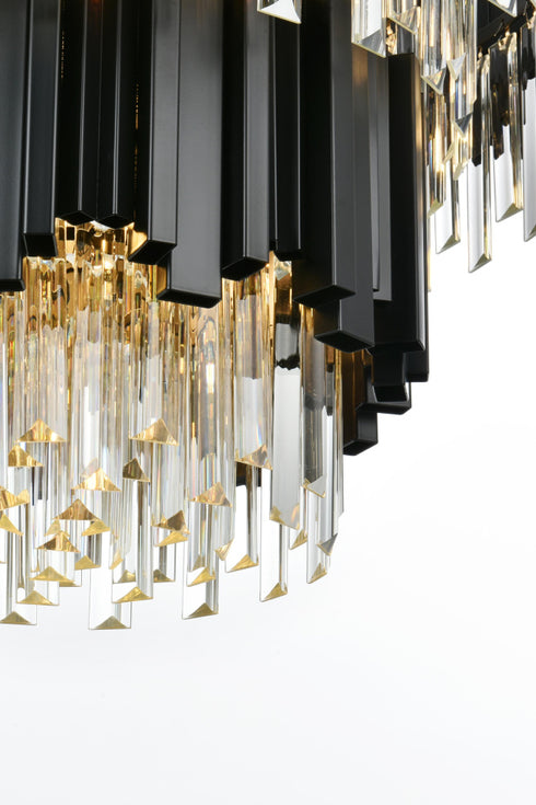 Elegant Lighting Willow 8 Light Pendant D24 Inch H19 Inch L6 Black in Black and Clear Finish Model: 3400G24BK
