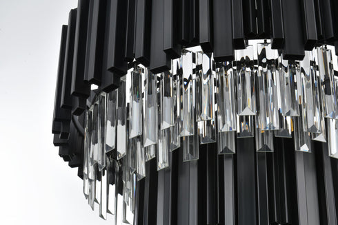 Elegant Lighting Willow 8 Light Pendant D24 Inch H19 Inch L6 Black in Black and Clear Finish Model: 3400G24BK