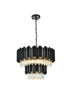 Elegant Lighting Willow 8 Light Pendant D24 Inch H19 Inch L6 Black in Black and Clear Finish Model: 3400G24BK