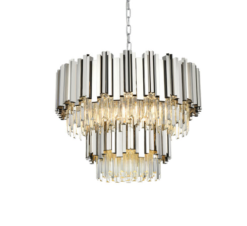 Elegant Lighting Willow 8 Light Pendant D24 Inch H19 Inch L6 Chrome in Chrome and Clear Finish Model: 3400G24C