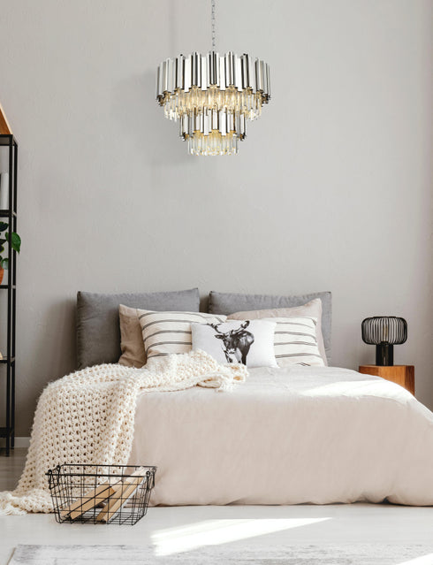 Elegant Lighting Willow 8 Light Pendant D24 Inch H19 Inch L6 Chrome in Chrome and Clear Finish Model: 3400G24C