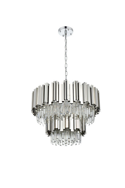 Elegant Lighting Willow 8 Light Pendant D24 Inch H19 Inch L6 Chrome in Chrome and Clear Finish Model: 3400G24C
