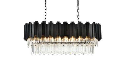 Elegant Lighting Willow 9 Light Pendant L36.5 Inch W14 Inch H14 Inch L9 Black in Black and Clear Finish Model: 3401G36BK