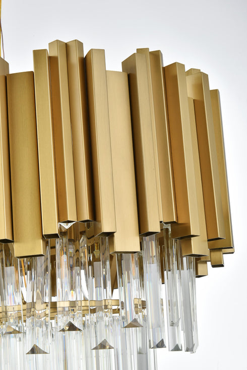 Elegant Lighting Willow 9 Light Pendant L36.5 Inch W14 Inch H14 Inch L9 Satin Gold in Satin Gold and Clear Finish Model: 3401G36SG