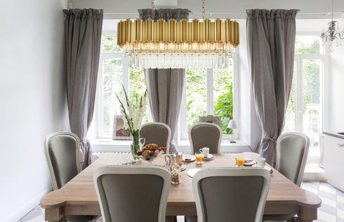 Elegant Lighting Willow 9 Light Pendant L36.5 Inch W14 Inch H14 Inch L9 Satin Gold in Satin Gold and Clear Finish Model: 3401G36SG