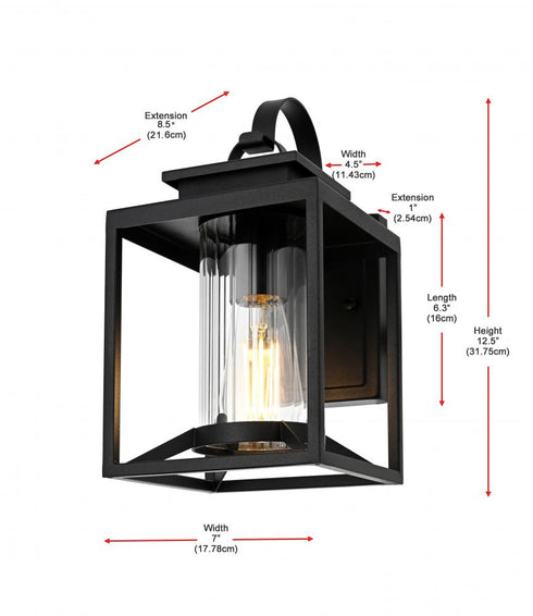 Elegant Lighting Witte 7 inch Outdoor Pendant in Black Model: OD339W13BK