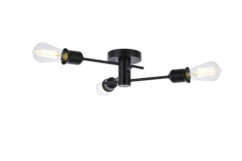 Elegant Lighting Xavier 3 lights flush mount in black Model: LD7049F18BK