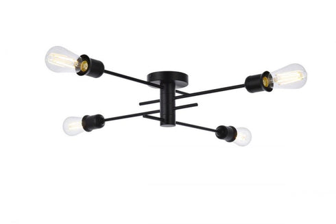Elegant Lighting Xavier 4 lights flush mount in black Model: LD7050F26BK