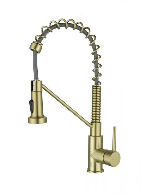 Elegant Lighting Yara Single Handle Pull Down Sprayer Kitchen Faucet in Brushed Gold Model: FAK-310BGD