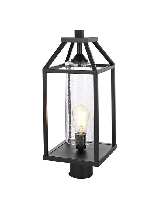 Elegant Lighting Zora 21 inch Outdoor Post light in Black in Black and Clear Finish Model: OD606P21BK