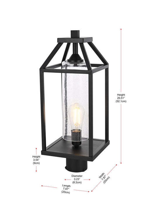 Elegant Lighting Zora 21 inch Outdoor Post light in Black in Black and Clear Finish Model: OD606P21BK