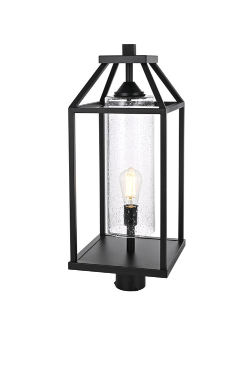 Elegant Lighting Zora 26 inch Outdoor Post light in Black in Black and Clear Finish Model: OD606P26BK