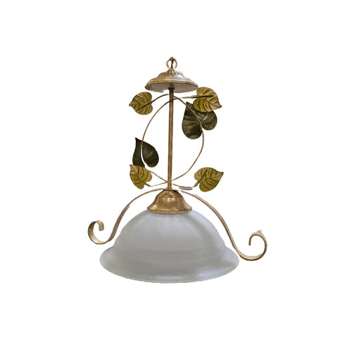 Elk 1 Light Pendant in Antique Brass with Green and Yellow Leaves in Antique Brass Yellow Green Yellow Green Finish Model: 76201