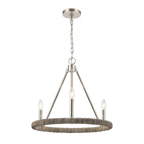 Elk Abaca 20 Inch Wide 3 Light Chandelier in Polished Nickel Model: 32483/3