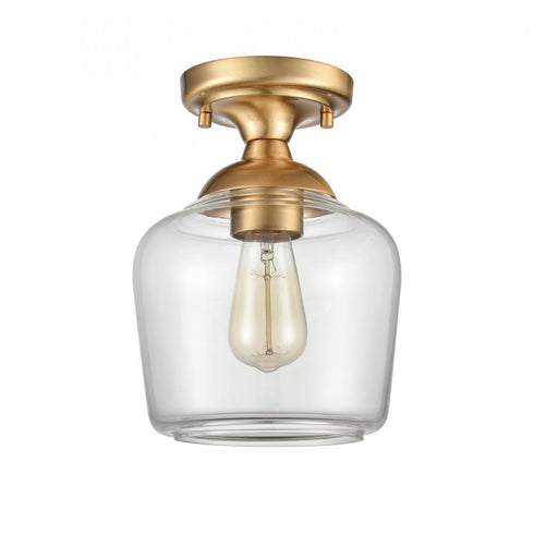 Elk Agnes 8 Inch Wide 1 Light Semi Flush Mount in Satin Brass Model: 81564/1
