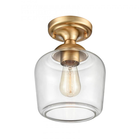 Elk Agnes 8 Inch Wide 1 Light Semi Flush Mount in Satin Brass Model: 81564/1