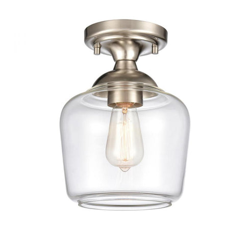 Elk Agnes 8 Inch Wide 1 Light Semi Flush Mount in Satin Nickel Model: 81574/1