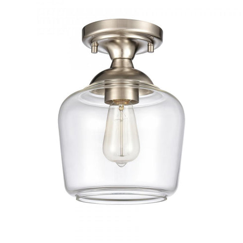 Elk Agnes 8 Inch Wide 1 Light Semi Flush Mount in Satin Nickel Model: 81574/1