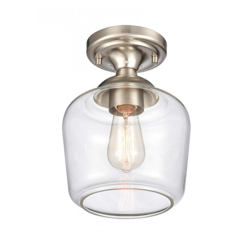 Elk Agnes 8 Inch Wide 1 Light Semi Flush Mount in Satin Nickel Model: 81574/1
