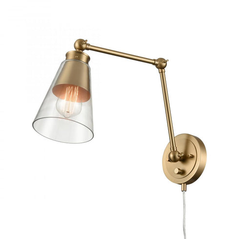 Elk Albany 16 Inch High 1 Light Hinged Swingarm Sconce Brushed Gold Model: 52354/1