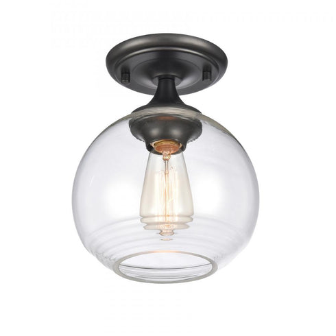 Elk Angie 8 Inch Wide 1 Light Semi Flush Mount in Matte Black Model: 81585/1