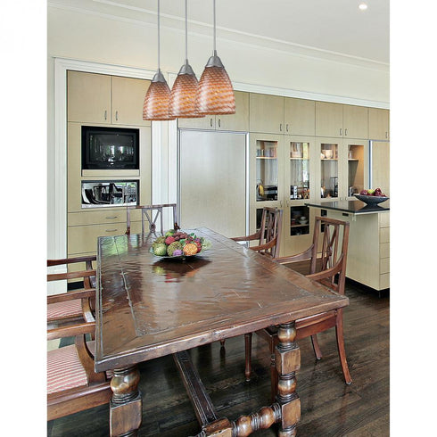 Elk Arco Baleno 5 Inch Wide 1 Light Pendant in Satin Nickel with Cocoa Glass Model: 416-1C