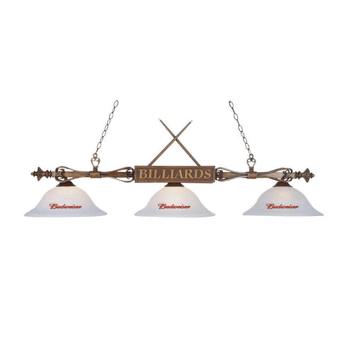 Elk Autumn Breeze Budweiser Billiard Light GLASS ONLY in White Red Text Red Text Finish Model: 194-WD-BUD-G1