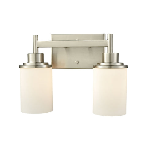 Elk Belmar 2 Light for the Bath in Brushed Nickel with Opal White Glass Model: CN575212