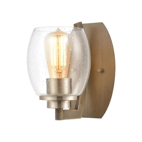 Elk Bixler 1 Light SCONCE in Light Wood Satin Nickel Satin Nickel Finish Model: 46420/1