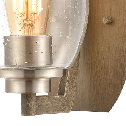 Elk Bixler 1 Light SCONCE in Light Wood Satin Nickel Satin Nickel Finish Model: 46420/1