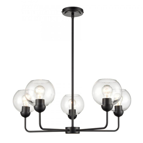 Elk Boman 28 Inch Wide 5 Light Chandelier in Matte Black Model: CN280526