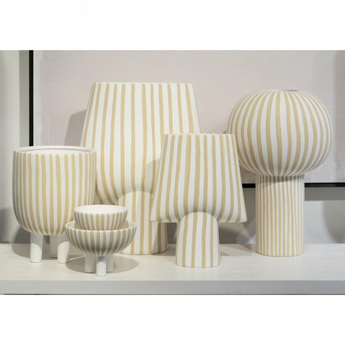 Elk Booth Striped Vase in White Finish Model: H0017-10641