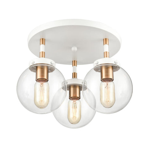 Elk Boudreaux 15 Inch Wide 3 Light Semi Flush Mount in Matte White Model: 24435/3