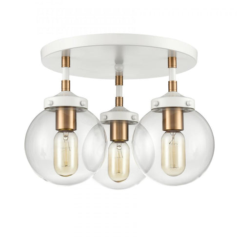 Elk Boudreaux 15 Inch Wide 3 Light Semi Flush Mount in Matte White Model: 24435/3