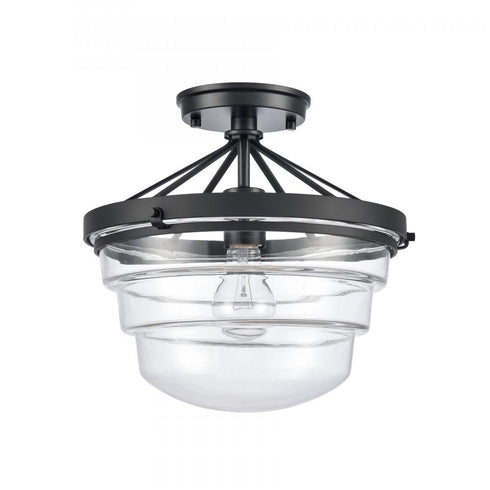 Elk Boyer 12 Inch Wide 1 Light Semi Flush Mount in Matte Black Model: 82168/1