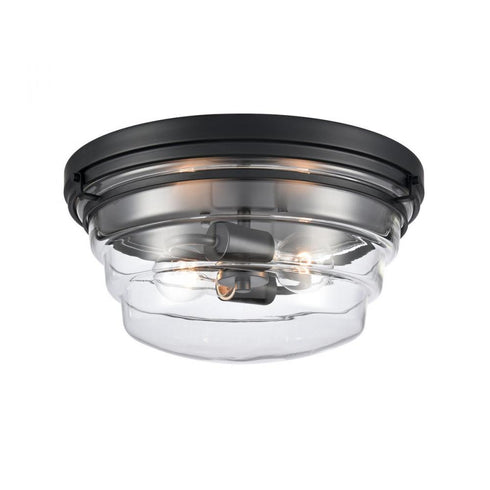 Elk Boyer 14 Inch Wide 2 Light Flush Mount in Matte Black Model: 82167/2