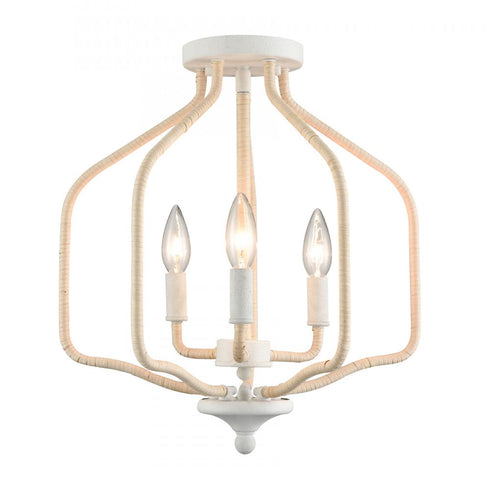 Elk Breezeway 15.5 Inch Wide 3 Light Semi Flush Mount White Coral Model: 52275/3