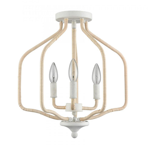 Elk Breezeway 15.5 Inch Wide 3 Light Semi Flush Mount White Coral Model: 52275/3