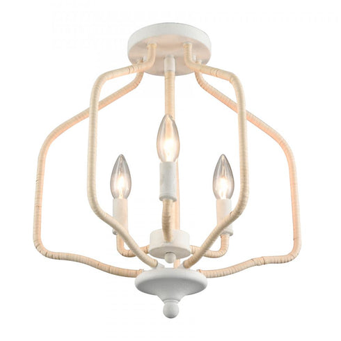 Elk Breezeway 15.5 Inch Wide 3 Light Semi Flush Mount White Coral Model: 52275/3