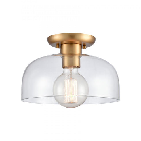 Elk Brewer 10 Inch Wide 1 Light Semi Flush Mount Brushed Gold Model: 89954/1