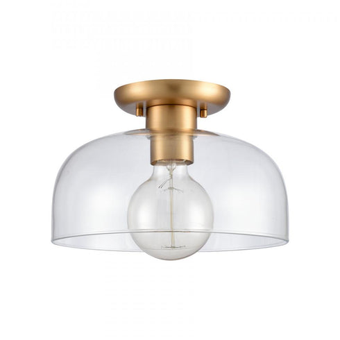 Elk Brewer 10 Inch Wide 1 Light Semi Flush Mount Brushed Gold Model: 89954/1