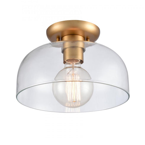 Elk Brewer 10 Inch Wide 1 Light Semi Flush Mount Brushed Gold Model: 89954/1
