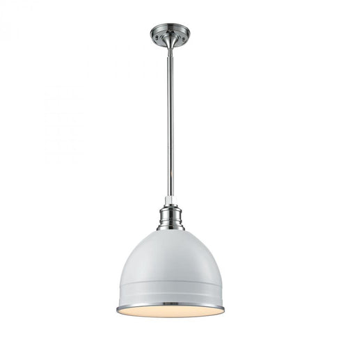 Elk Carolton 1 Light Pendant In Gloss White And Chro in Gloss WhiteChrome Finish Model: 66872/1