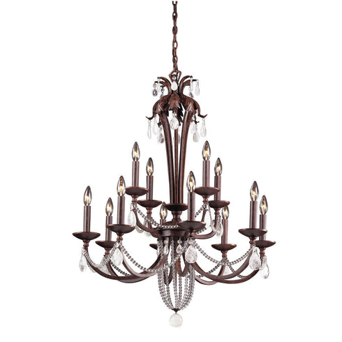 Elk Chateau 12 Light CHANDELIER in Plain Text Mahogany Text Mahogany Finish Model: 6874/8+4