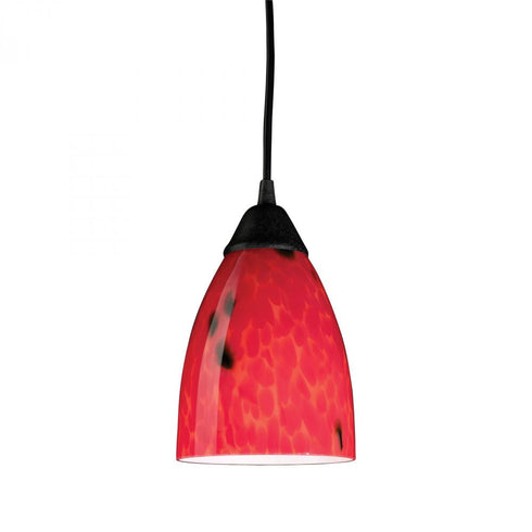 Elk Classico 5 Inch Wide 1 Light Pendant in Dark Rust with Fire Red Glass Model: 406-1FR