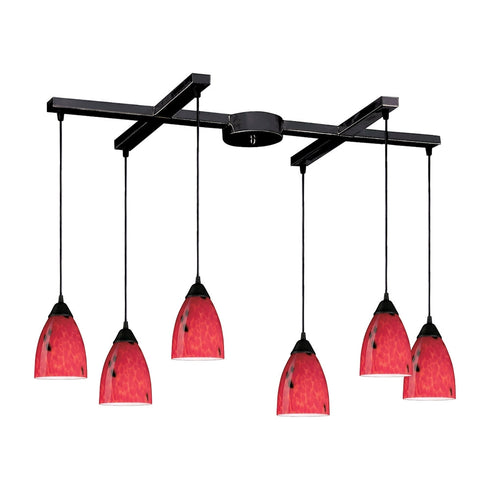 Elk Classico 6 Light MINI PENDANT in Dark Rust Finish Model: 406-6FR