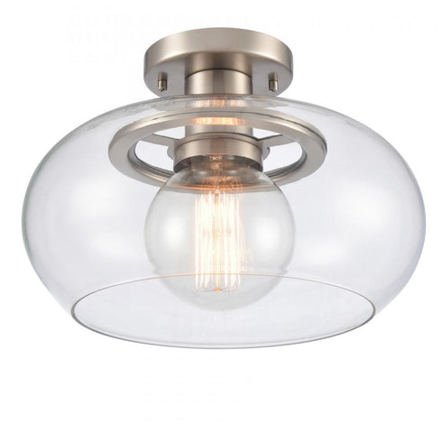Elk Clement 13 Inch Wide 1 Light Semi Flush Mount Antique Nickel Model: 89754/1