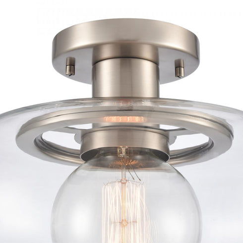 Elk Clement 13 Inch Wide 1 Light Semi Flush Mount Antique Nickel Model: 89754/1