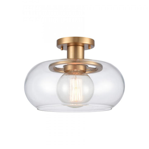 Elk Clement 13 Inch Wide 1 Light Semi Flush Mount Brushed Gold Model: 89764/1