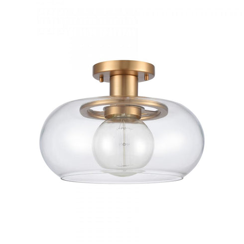 Elk Clement 13 Inch Wide 1 Light Semi Flush Mount Brushed Gold Model: 89764/1